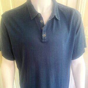 Men's John Varvatos Navy Silk Blend Short Sleeve Polo XXL